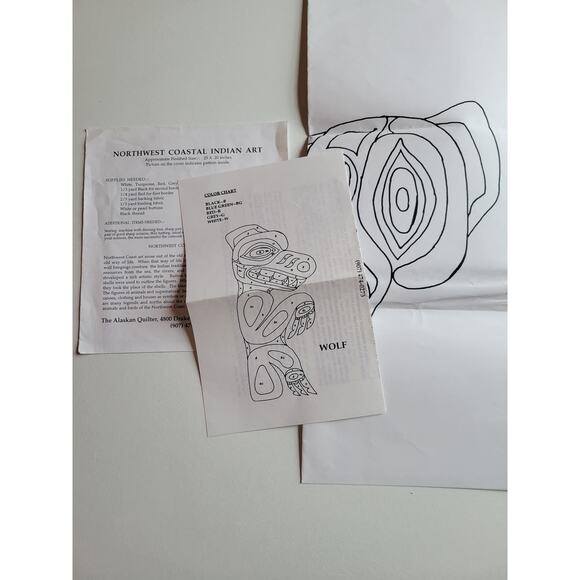 The Alaskan Quilter Indian Art Wolf Quilted Wall Hanging Pattern Uncut - Picture 4 of 4